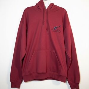 Rockin Rudy's Missoula MT Hoodie Maroon NWT Guitar Graphic Large
